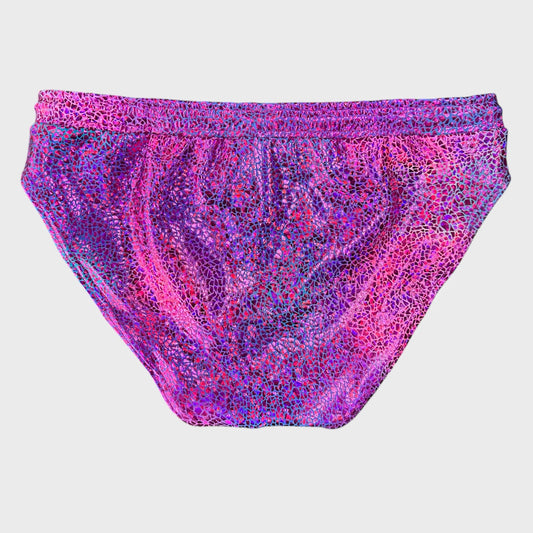 Traje de baño metalizado fuccia.