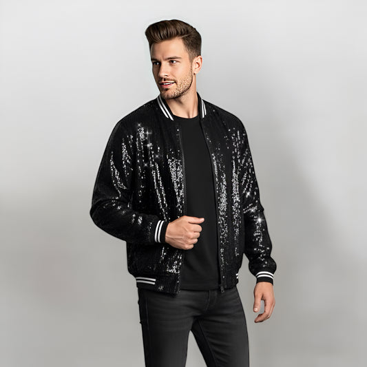 Bomber Jacket Lentejuela Negra