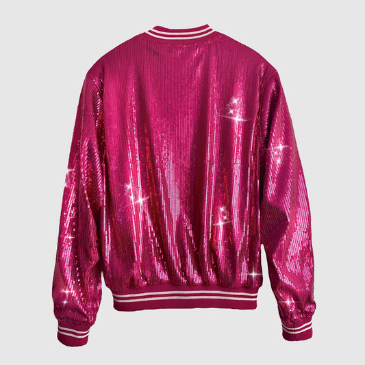 Bomber Jacket Lentejuela Rosa Fuccia