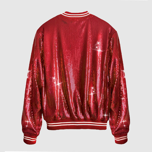 Bomber Jacket Lentejuela Rojo