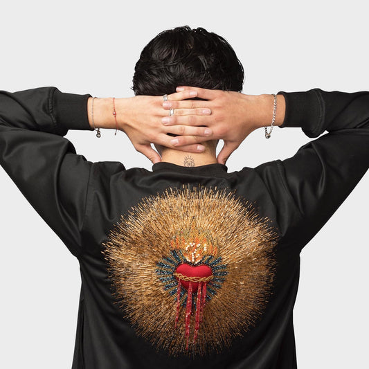 Bomber Jacket Corazón Bordado en 3D