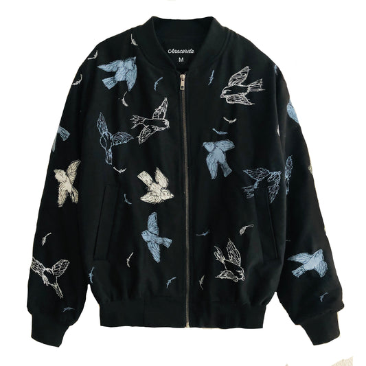 Bomber Jacket pajaritos azules.