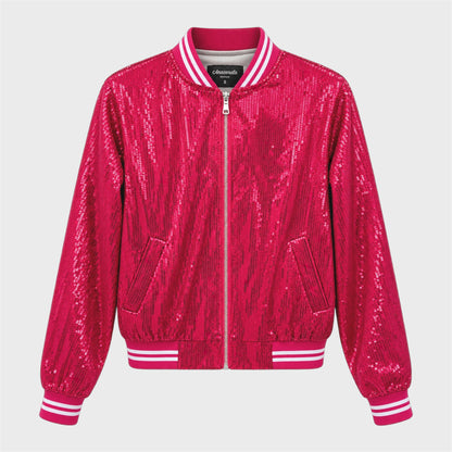 Bomber Jacket Lentejuela Rosa Fuccia
