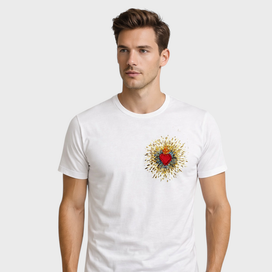 Tee Corazón con Destellos (blanco)