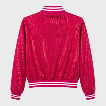 Bomber Jacket Lentejuela Rosa Fuccia