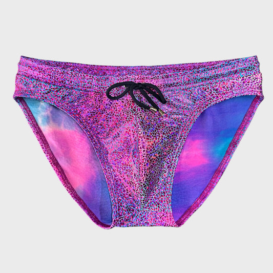 Maillot de bain métallisé fuchsia.