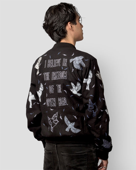 Bomber Jacket pajaritos azules.