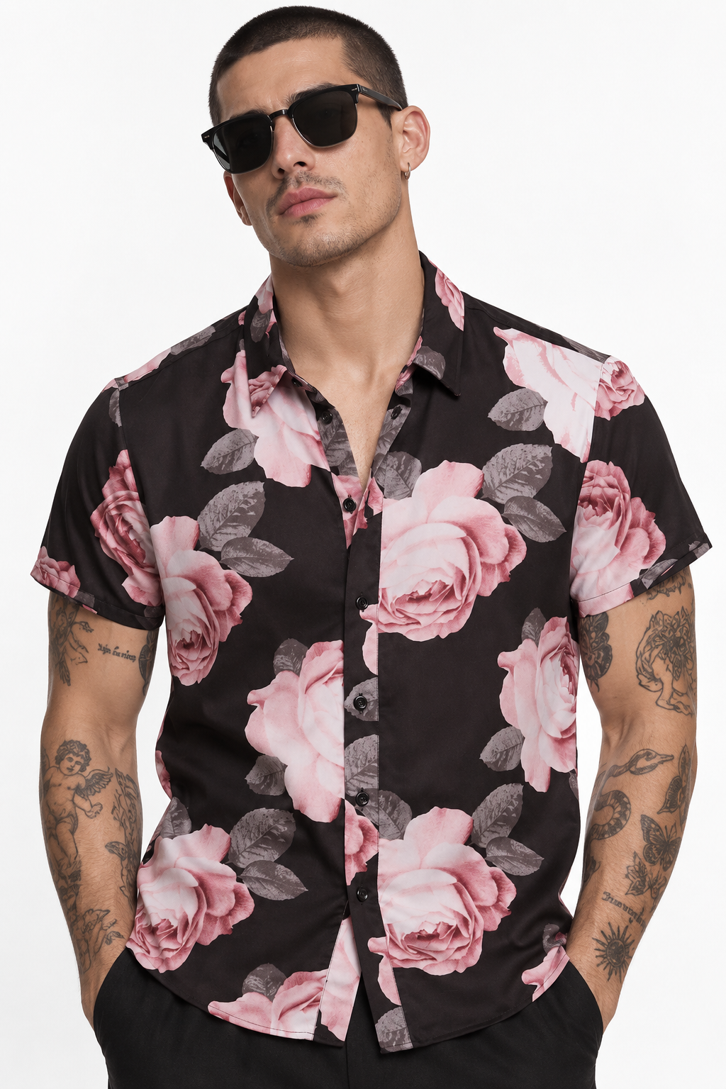 Camisa Maxi-Rosas