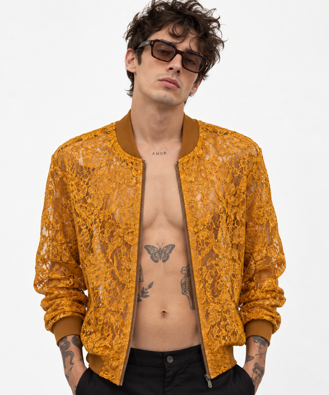 Bomber Jacket Encaje Mostaza