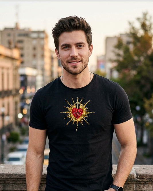 Tee Corazón con Espada (color dorado)