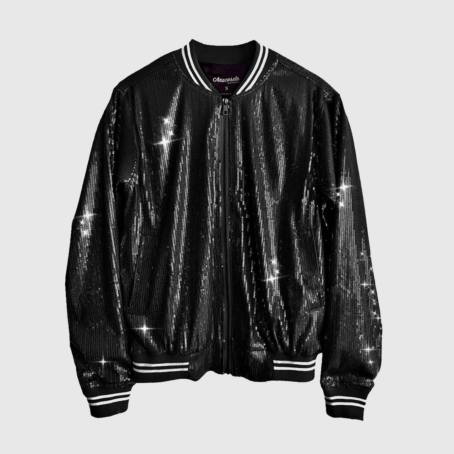 Bomber Jacket Lentejuela Negra
