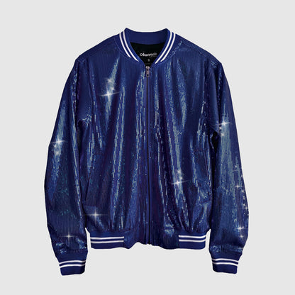 Bomber Jacket Lentejuela Azul Marino