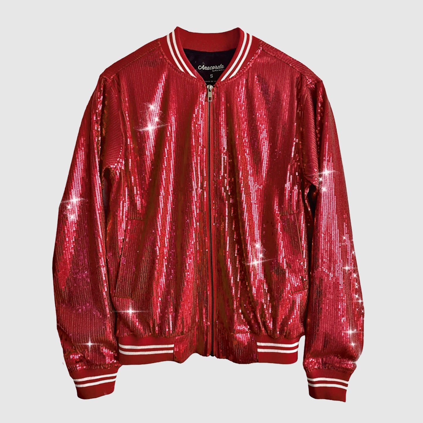 Bomber Jacket Lentejuela Rojo