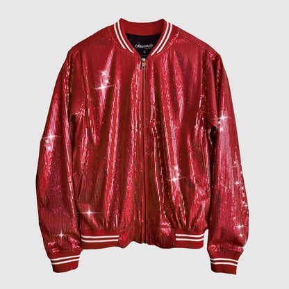 Bomber Jacket Lentejuela Rojo