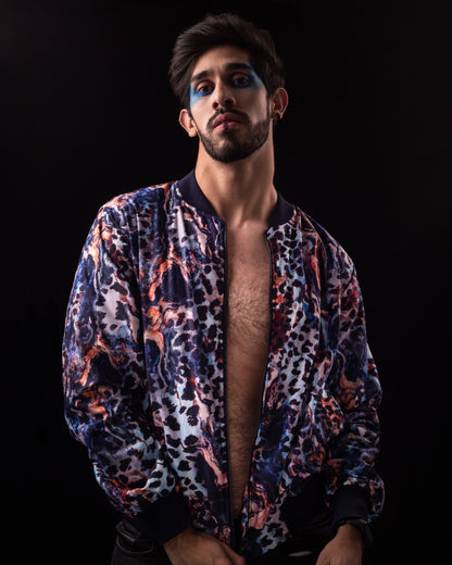 Bomber Léopard Bleu